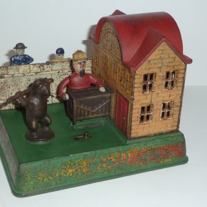 (155)-SOLD - ORIGINAL - ORGAN GRINDER WITH DANCING BEAR - 1882 - KYSER & REX CO.